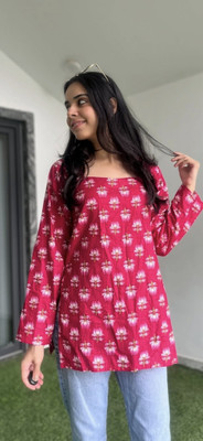hibiki Women Printed Straight Kurta(Pink)