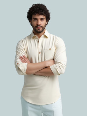 Vida Loca Men Solid A-line Kurta(Beige)