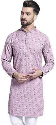 KP CREATION Men Embroidered A-line Kurta(Purple)