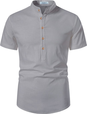 Amrit Trending Men Solid A-line Kurta(Grey)