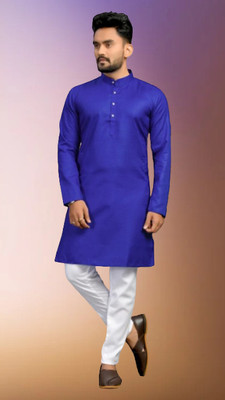 Biswas Trends Men Solid Straight Kurta(Purple)