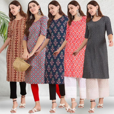 1 Stop Fashion Women Printed A-line Kurta(Multicolor)