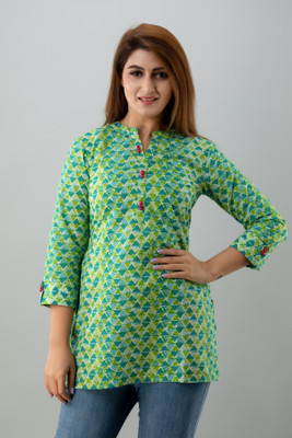KANCH CREATION Women Printed Straight Kurta(Multicolor, Light Green)