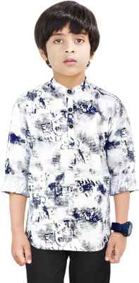 MADE IN THE SHADE Boys Printed Straight Kurta(White)