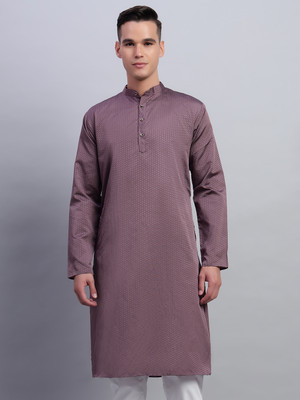 rutva Men Woven Design Flared Kurta(Purple)