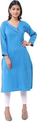 DESHBANDHU DBK Women Solid Straight Kurta(Blue)