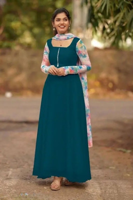 SHISHKALA Women Solid Anarkali Kurta(Green)