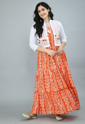 SATINTHRID Flared/A-line Gown(Orange)
