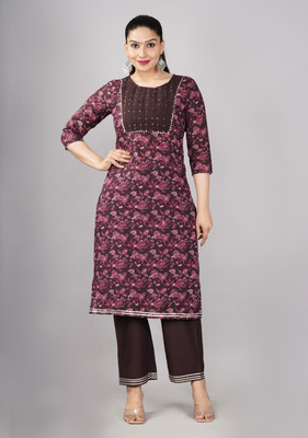 MGM Women Printed A-line Kurta(Maroon)