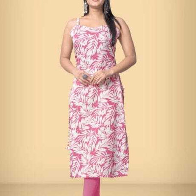 Vinnexa Women Printed A-line Kurta(Pink)