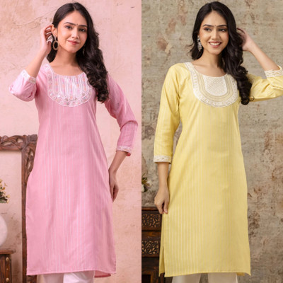 AUZAAI COLLECTION Women Block Print Ethnic Dress Kurta(Multicolor)