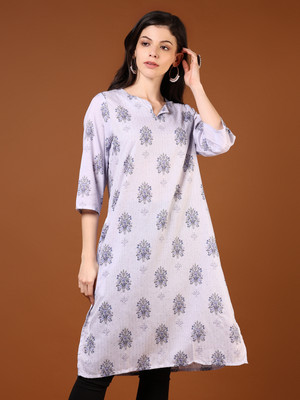 V-MART Women Printed A-line Kurta(Purple)