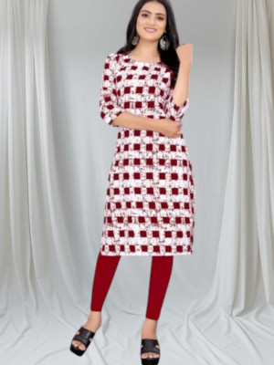 dharmanandan creation Women Printed Flared Kurta(Maroon)
