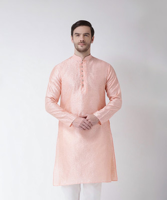 SG LEMAN Men Printed Straight Kurta(Pink)