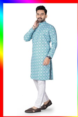 Kraxvin Men Printed Straight Kurta(Multicolor)