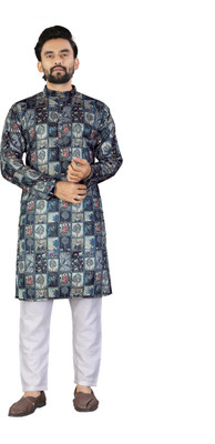 ETHNICBLISS Men Self Design Straight Kurta(Multicolor)