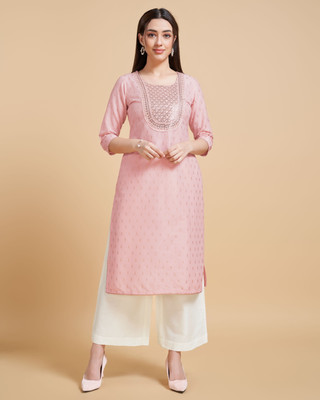 Beshas studio Palace Women Self Design A-line Kurta(Pink)