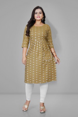 Sai veera Fashion Women Self Design A-line Kurta(Yellow)