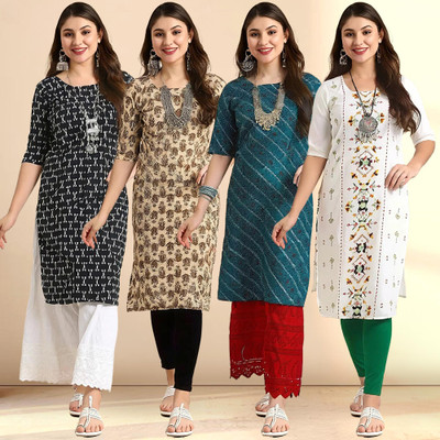 EthnicBasket Women Printed Straight Kurta(Multicolor)
