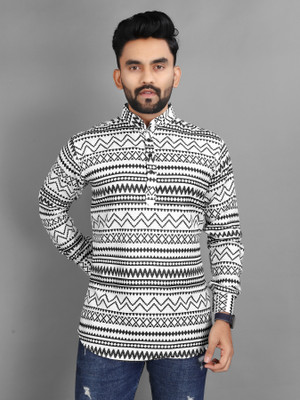 FASHIONFRICKSS Men Printed Straight Kurta(Grey)