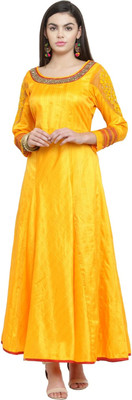 AD4U Women Solid A-line Kurta(Yellow)
