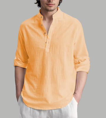 UNIFAV Men Solid Straight Kurta(Orange)