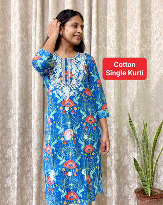 SK Creation Women Floral Print Straight Kurta(Multicolor)
