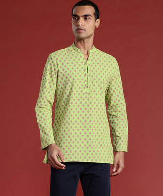 ANOUK Men Embroidered Straight Kurta(Green)