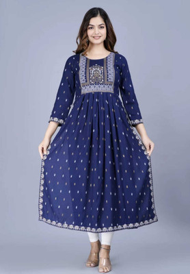 RadhikaKurtis Women Printed A-line Kurta(Blue)