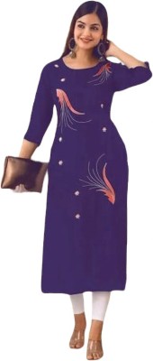 Texpa Fashion Women Abstract A-line Kurta(Dark Blue)