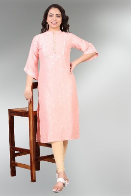 Divastri Women Printed Straight Kurta(Orange, Pink)