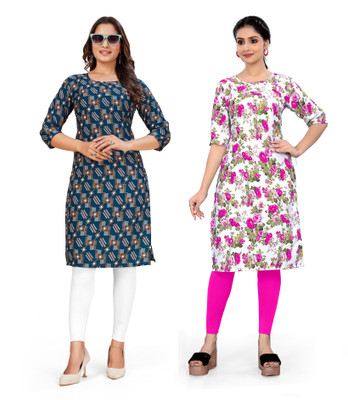 dharmanandan creation Women Printed A-line Kurta(Multicolor)