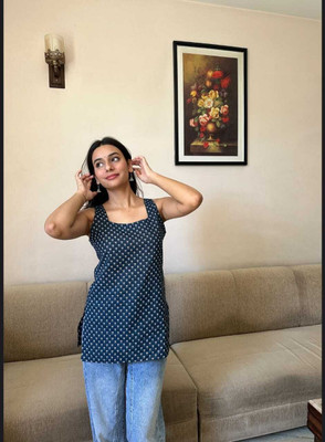 TWINKLE TEXTILE Women Printed Straight Kurta(Blue)