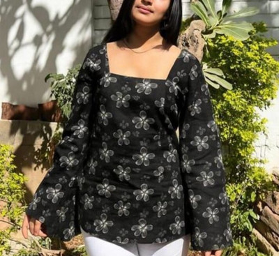 Funish Fashion Women Floral Print A-line Kurta(Black)