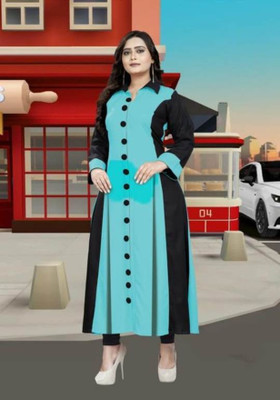 Faxmon Fashion Women Self Design Ethnic Dress Kurta(Blue)