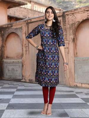 1 Stop Fashion Women Printed A-line Kurta(Multicolor)