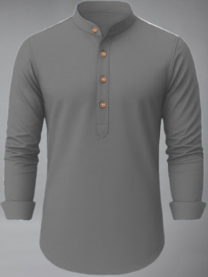 Navkanj Men Self Design Straight Kurta(Grey)