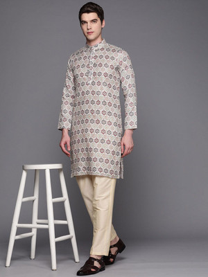ANOUK Men Self Design Straight Kurta(White)