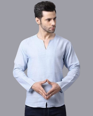 Super Westan Men Solid Straight Kurta(Blue)