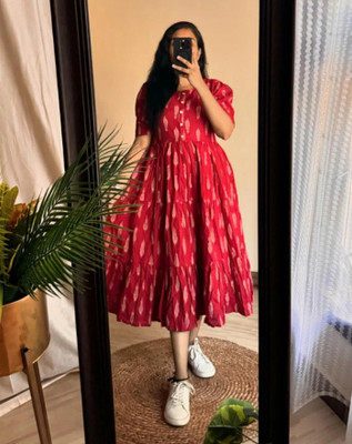 ganpati traders Women Printed Anarkali Kurta(Red)