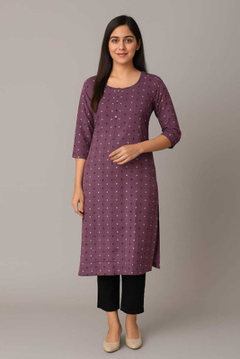 FASHIONTARA Women Printed Ethnic Dress Kurta(Purple)