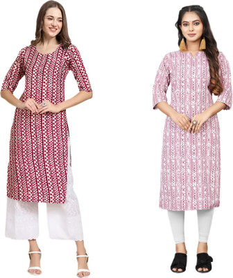 HouseOfCommon Women Printed Straight Kurta(Multicolor)