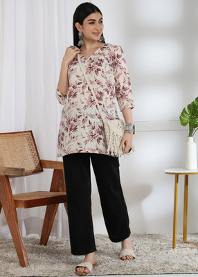 DSK STUDIO Women Floral Print Tunic Kurta(Purple)