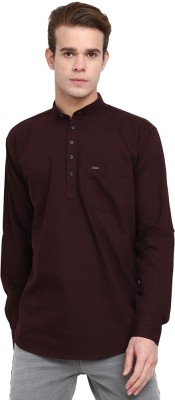 V-MART Men Solid Straight Kurta(Maroon)