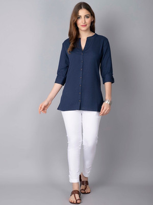 OmRatnam Enterprises Women Solid A-line Kurta(Blue)