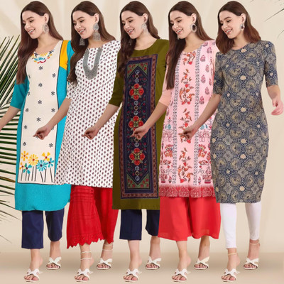 1 Stop Fashion Women Printed A-line Kurta(Multicolor)