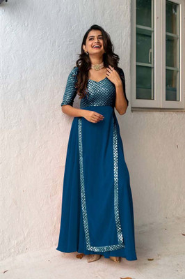 Umang Hosiery Women Printed Gown Kurta(Green)