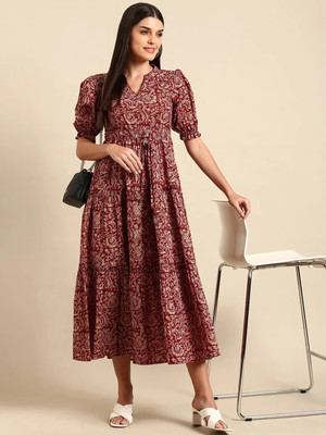 SV SUVEENA Women Printed Anarkali Kurta(Multicolor)