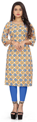 zindora Women Printed Straight Kurta(Grey)