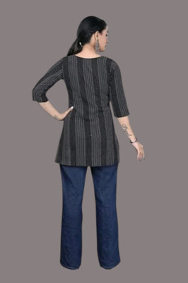 Db Fashion Kx Women Striped A-line Kurta(Grey)